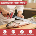 Electric Fillet Knife for Fish - Fillet Knife Kit Combo Non-Slip Handle with 4 Stainless Steel Blades Fishing Gift For Men (red)