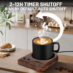 Mug Warmer, Coffee Mug Warmer with 3 Adjustable Temperature Settings, Coffee Warmer 2-12 Auto Shutoff, Digital Display Coffee Cup Warmer for Desk, Wood Grain Texture Mug Warmer for Desk Gift Choice