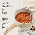CAROTE 1.5Qt & 3.0Qt Sauce Pan Sets with Lid Cooking Pots Nonstick Saucepans Cookware Set with Pour Spout Small Kitchen Pot, Induction Comptable, Easy to Clean, PFOA FREE (White Granite)