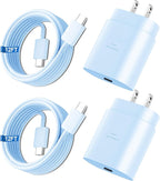Super Fast Charger Type C, 25W USB C Wall Charger Fast Charging for Samsung Galaxy S25 Ultra/S25/S25+/S24+/S24 Ultra/S24/S24+/S23 Ultra/S22 Ultra/S21 Ultra with 12FT Long Type C Charger Cable 2Pack