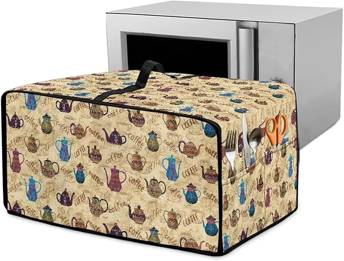 Coffee Kettle Print Toaster Oven Dust Cover, Fingerprint Protectors and Greasy Protection Machine Washable Universal Toaster Oven Protector for Kitchen, (Medium-16.1*19.71*10 inches)