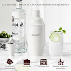 KITESSENSU Cocktail Shaker Set, Stainless Steel Martini Shaker with Bartender Strainer, Measuring Jigger, Bar Mixing Spoon, Cocktail Recipe Included, White