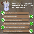 Aluminum 6 Cup 300ml Moka Pot Express Coffee Maker Stovetop Espresso Colorful Coffeemaker Italian Classic Style Brewing Greca Cafe Mocha Machine for Cafeteras Lover Camping Travel and Home Use 10oz