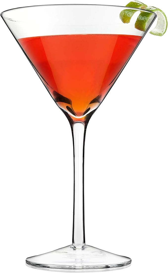 True Manhattan Martini Glass, Crystal Cocktail Coupes, Clear Glass, Cocktail glass set, Dishwasher Safe, Holds 12 oz., Set of 4