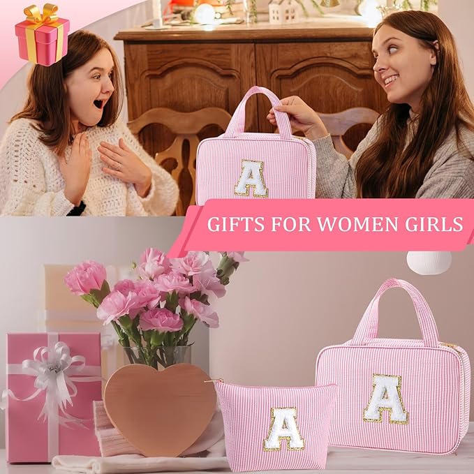 YOOLIFE Graduation Gifts for Her - Hanging Toiletry Bag for Women, Travel Toiletry Bag Makeup Bag, Personalized Travel Essentials for Women - Letter G, Blue