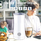 Huogary Milk Forther Simple Milk Frother and Steamer 2-in-1 Milk Steamer with Hot Milk Foam and Hot Milk for Latte, Macchiato, Cappuccinos, White （Medium）