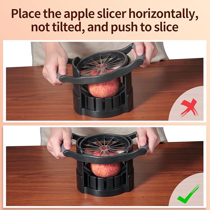 OOKUU Apple Slicer and Corer, [Large Size] 16-Blade Heavy Duty Apple Cutter with Base, [Upgraded] Cut Apples All The Way Through, Stainless Steel Ultra-Sharp Blade