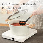 ESLITE LIFE Nonstick Stock Pot with Lid, 7 Quart Granite Casserole Large Soup Pot Pasta Cooking Pot, Induction Compatible, PTFE & PFOA Free, White