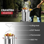 36QT Outdoor Fryer | Turkey Deep Fryer | Seafood Boil Pot | Cover & Skimmer Included | 50,000BTU Propane Burner | Aluminum Deep Fryer Pot with Basket | Crab, Seafood & Crawfish Boiler
