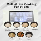 BANU Low Carb Rice Cooker - 4 Cups(white rice), 2 cups(Low carb rice) 7 Preset Functions, 20-Hr Timer, Led Touch, Auto Keep Warm - Healthy Cooking for Keto and Low Glycemic Diets - White / 8-Cup (Cooked) (4-Cup UNCOOKED) Digital Rice Cooker and Food St...