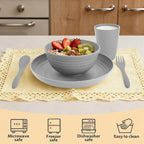 Wheat Straw Dinnerware Sets, 20 PCS Service for 4, Dishwasher & Microwave Safe Kids Plates and Bowls Sets, Unbreakable Lightweight Outdoor Camping Dishes - Gray