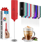 Mini & Mighty Milk Frother Wand – Powerful Handheld Coffee Frother, Battery Operated Drink Mixer – Compact Pocket Size – Detachable Whisk for Latte, Cappuccino, Matcha, Hot Chocolate – Red