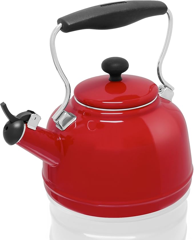 Chantal Tea Kettle, Vintage Series, Enamel on Steel, Whistling (Chili Red)