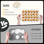 Socisen 24 Cups Silicone Muffin Pan with Metal Reinforced Frame Mini Size Cupcake Pan Tray Egg Bites Silicone Circle Cookie Molds Muffin Tin Tart Pans Non Stick Toxic Oven Safe Baking Sheet Set