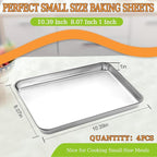 CEKEE 4 Pack Baking Pans Set, Nonstick Stainless Steel Cookie Sheets for Baking, Heavy Duty & Dishwasher Safe Sheet Pan-10x7x1in Small Cookie Pans, Cookie Pans Trays Sheets For Kitchen & Restaurant