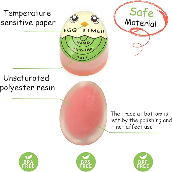 Lasubst Egg Timer for Boiling Eggs that Changes Color When Done, Green, Pack of 2
