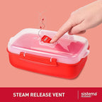 Sistema Heat & Eat Microwave Container Set, 4 Rectangular Microwaveable Food Containers with Lids & Steam Release Vents, Dishwasher & Freezer-Safe Food Storage, 2 x 1.25L & 525mL Sizes, BPA-Free