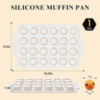Vinino Silicone Mini Muffin Pan for Baking, 24 Cups Mini Cupcake Pan with Reinforced Frame, Nonstick Muffin Tray with Non-Slip Handle, Silicone Molds for Oven, BPA Free, Dishwasher Safe