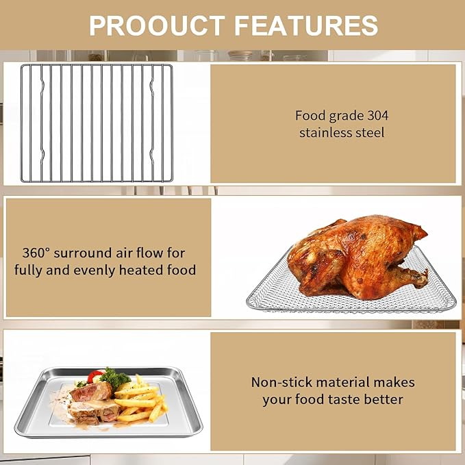 Toaster Oven Replacement Parts for Gourmia GTF7655 GTF7460 GTF7465, Air Fryer accessories Toaster Oven Air Fryer 17 cooking presets 1700W french door digital air fryer oven 24L capacity