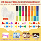 3-in-1 Color Dough Kitchen Creations Set for Kids Aged 3-8, 24 Colors Dough Playset with Ice Cream/Noodle/Hamburger Makers, Food Modeling Art Crafts Pretend Play Toys for Boys Girls