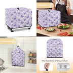 Food Meat Slicer Cover with Organizer Side Pocket, (Only Cover) 16x13x13 Inch Slicer Machine Dust-proof Waterproof Protection Accessories for Home Kitchen, Cartoon Purple Butterfly Print