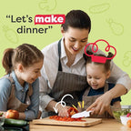 Baketivity Kid Safe Plastic Knives for Real Cooking with Cutting Board, Peeler for Kitchen - Knife Set with Blunt Tip, Dishwasher Safe, BPA Free Kids Knives for Cutting