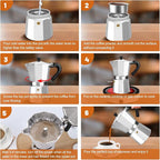 3 Cup Aluminum Espresso Stovetop Moka Pot Express Coffee Maker Percolator Italian Classic Mocha Coffee Machine for Italian and Cuban Cafe Brewing for Home & Camping 150ml 5oz