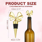 uxcell 2 Pcs Bow Wine Stopper, Reusable Wine Stoppers Airtight Leak-proof Bottle Plugs Liquor Saver Beer Beverage Glass Bottles Stopper for Bar Holiday Party Home Decor, Gold