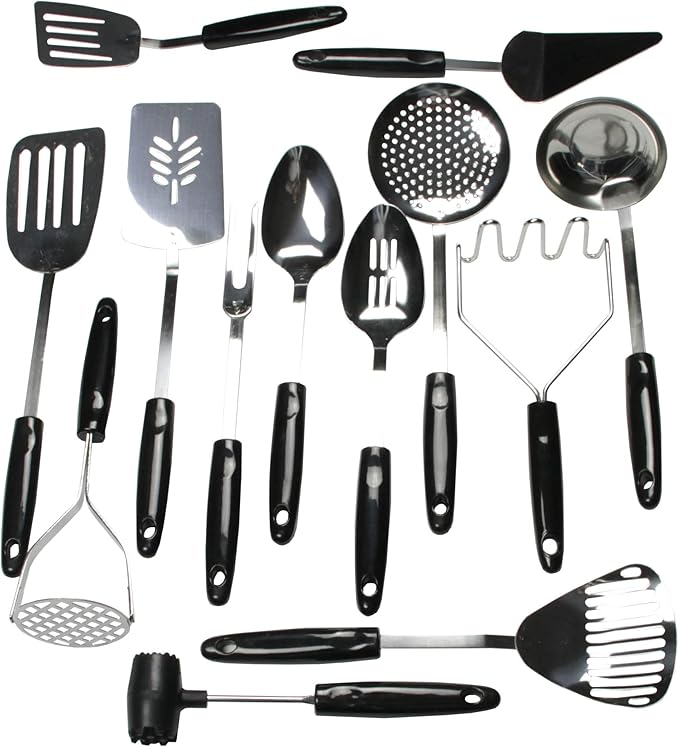 Chef Craft Select Meat Tenderizer, 9.5 inch, Stainless Steel/Black (Pack of 2)