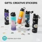 Swigina Insulated Water Bottle with Silicone Boot (36hrs Cold/18hrs Hot) - DIY Stickers, Leakproof, BPA Free, 24 oz [2-IN-1 LID]