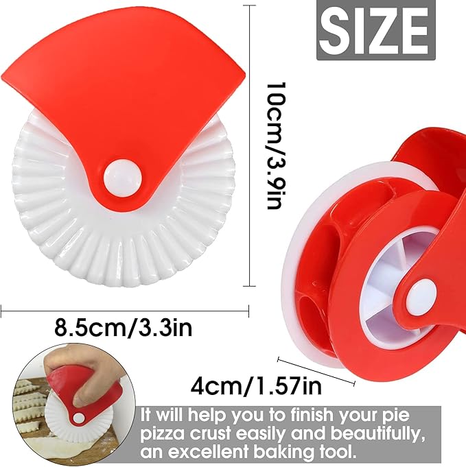 2 Pack Pastry Cutting Wheel, Pastry Wheel Decorator Pie Crust Pastry Wheel and Cutter for Cutting Pastry, Rolled Pastry Pie Crimper, Baking & Cooking Tool for Apple Pie Crust or Ravioli Pasta