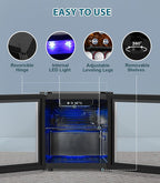 50 Cans Beverage Refrigerator Cooler, 1.3 Cu.ft Mini Fridge Countertop Drink Cooler with Glass Door for Beer, Soda,Wine, Adjustable Digital Temperature Control for Home Dorm Bar, Black