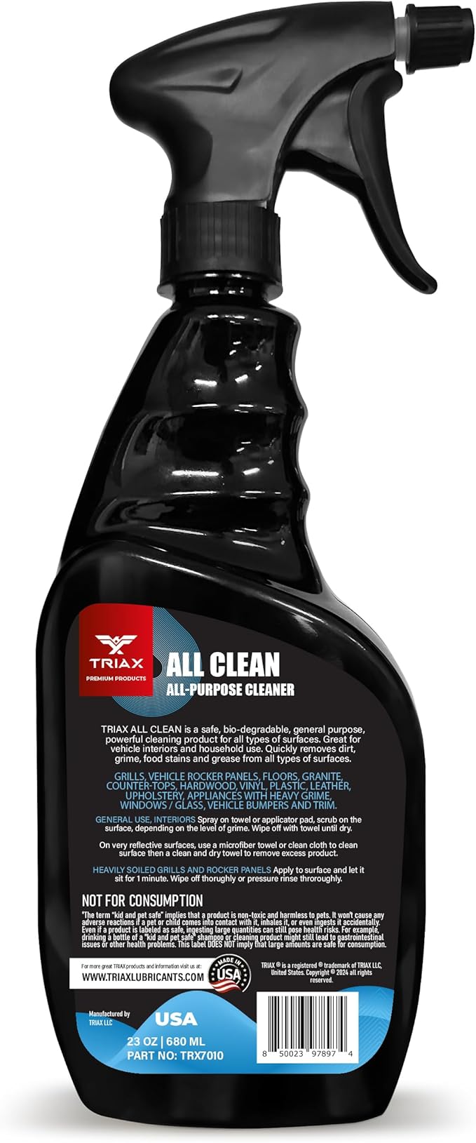 Triax All Clean - Professional Grade Multi-Purpose, Bio-Degradable, Non-Toxic Cleaning Product - For Vehicle and Home Use
