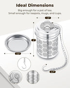 HOUSE AGAIN Tea Infuser for Loose Leaf Tea, Extra Fine Mesh Tea Strainers, 304 Stainless Steel with Chain Hook, Loose Leaf Tea Steeper for Brew Tea Spices & Seasonings, Geometric Design