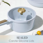 CAROTE Ceramic Cookware Set Nonstick, 14pcs Pots and Pans Set Nonstick, Non-Toxic & PFAS-Free, Dishwasher, RV/Camping Cookware Set, Cooking Pots with Lids, Pastel Blue