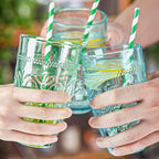 CREATIVELAND Colored Vintage Drinking Glasses Set of 4, 15.5 oz Romantic Embossed Water Glasses, Colored Tumblers Tempered Glass for Juice, Beverages, Beer, Cocktail (Green)
