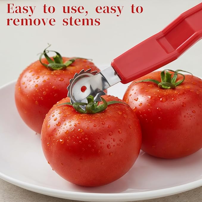 JJUNW 4Pcs Strawberry Huller, Stainless Steel Tomato Corer, Strawberry Huller Stem Remover Corer Tool Kitchen, Canning Supplies for Fruit and Vegetable
