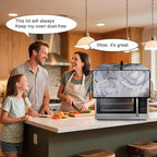 Marble Rose Flower Print Toaster Oven Cover, Stain-Resistant Air Fryer Cover with Storage Pocket, Kitchen Decorative Oven Protector, Black Grey Gold, (Large-18.5*22.5*12.99 inches)