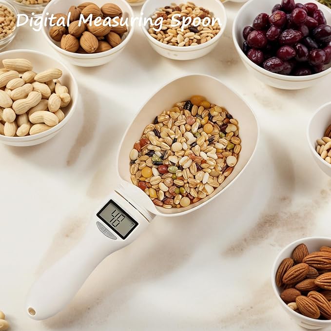Digital Measuring Spoon Scale, Digital Food Measuring Scoop Scale 800g / 0.1g High Precision with LCD Screen, Electronic Measuring Spoon Cup for Kitchen Baking and Cat Dog Food (1 Pcs)