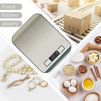 Digital Shipping Scale,Stainless Steel Panel, Accurate Portable Postal Scale for Packages, Small Business,Kitchen, Food, Handmade, Liquids, and Boutique (Stainless Steel Battery (5kg/1g))