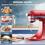 Stainless Steel Spiral Dough Hook for Kitchenaid Stand Mixer, 4.5 Qt - 5 Qt Tilt-Head Stand Mixer Attachments for Kitchenaid Dough Hook - Dishwasher Safe by Cofun