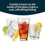 Libbey Yucatan Tumbler and Rock Drinking Glasses Set, Textured 16 Piece Glassware Set, All Purpose Glass Cups for Events and Everyday Use