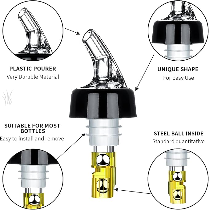 Automatic Measured Bottle Pourer - Quick Shot Spirit Measure Pourer Drinks Wine Cocktail Dispenser Home Bar Tools - 1oz/30ml (12)