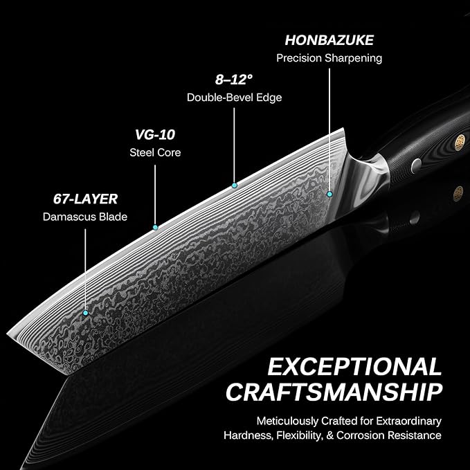 KYOKU Kiritsuke Chef Knife 8.5" - Shogun Series - Japanese Style VG10 Steel Core Forged Damascus Blade - with Sheath & Case