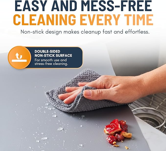 Oven Liners for Bottom of Oven - 4 Pack Large Heavy Duty Mats, 17”x25” Non-Stick Reusable Liner for Electric, Gas, Toasters, Grills - BPA & PFOA Free Kitchen Accessory to Keep It Clean (Silver)