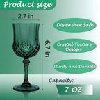 Plastic Wine Glasses, Plastic Goblets Vintage Style Cordial Unbreakable Drinking Glasses, Reusable Drinkware for Wedding Reception, Grand Event Party Supplies (24, Green)