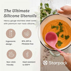 Starpack 'Like a Boss' XL Premium Silicone Cooking Utensils Set (6 Pcs) 13" - Heat Resistant Kitchen Utensils 600°F - Non-Stick Silicone Utensil Set - Large Kitchen Utensils Set for Cooking & Serving