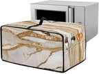 Marble Print Toaster Oven Cover, Heavy-Duty Dust Shield Kitchen Decorative Countertop Oven Protector, Microwave Air Fryer Cover, Light Gold White, (Medium-16.1*19.71*10 inches)