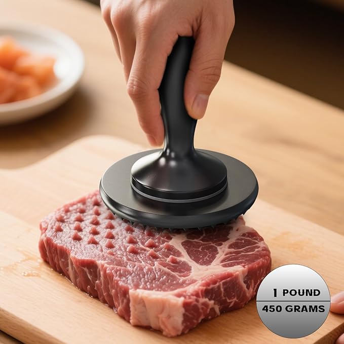 3 in 1 Meat Tenderizer Tool - Meat Mallet, Dual-Sided Kitchen Pounder for Tenderizing Steak, Chicken Cutlet