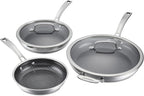 Cuisinart FusionPlus Hybrid Nonstick Stainless Steel Cookware Set, 5-Piece Skillet Cooking Set with PFAS-Free PURELYSEAR Ceramic Non Stick Technology, Scratch Proof, Cool Grip Handles, Dishwasher Safe